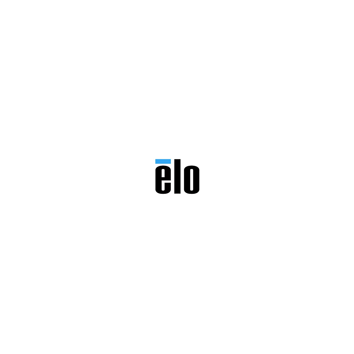 Schwarzes Logo mit der Aufschrift „ēlo“. Das „e“ ist klein geschrieben. Über dem „e“ befindet sich ein blauer Strich.