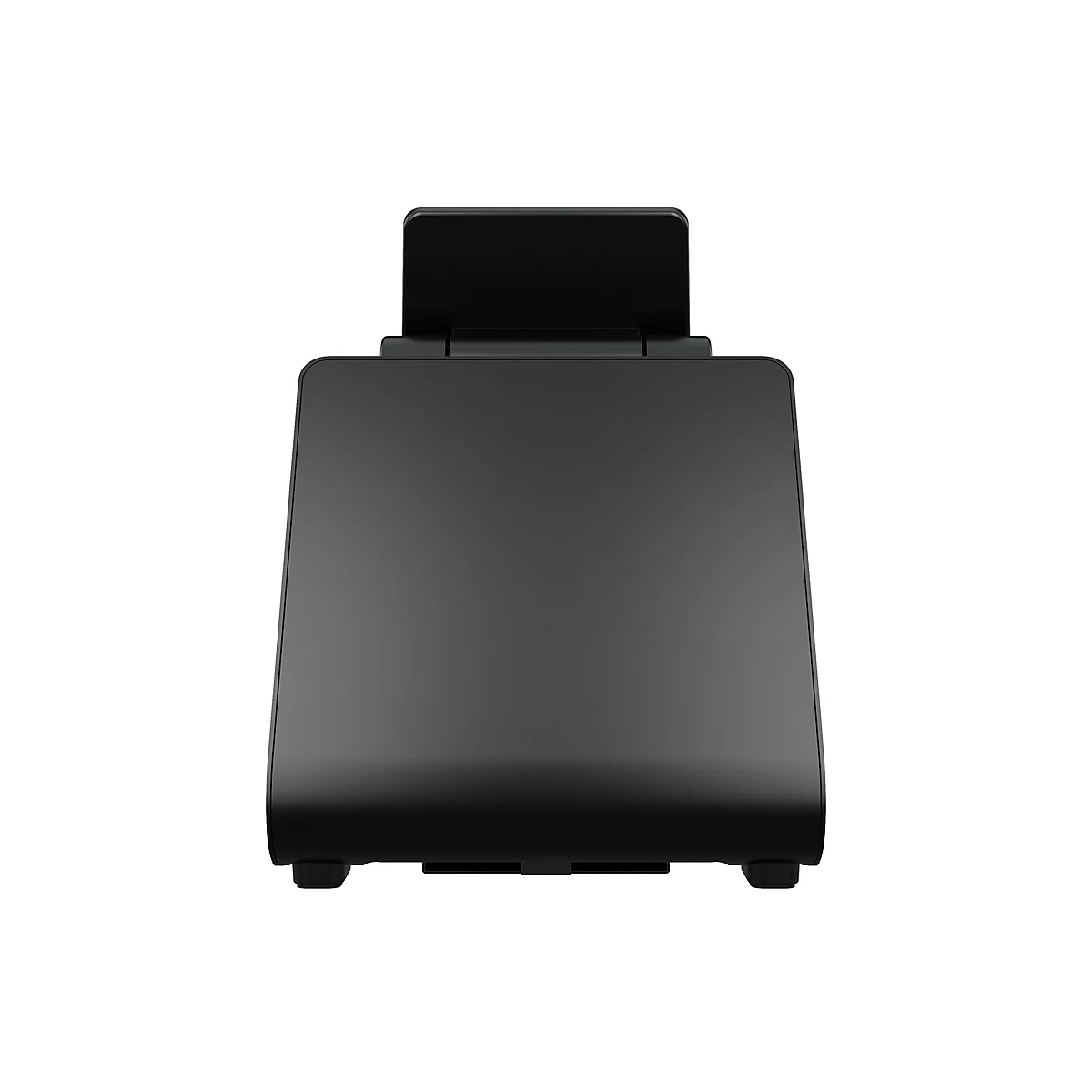 Vue de dessus d'un appareil noir avec un dos surélevé.