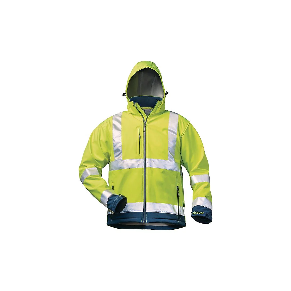 ELYSEE hoge zichtbaarheid softshell jas LIAM, EN ISO 20471 klasse 3, maat L, fluorescerend geel/navy, 100% polyester, waterdicht
