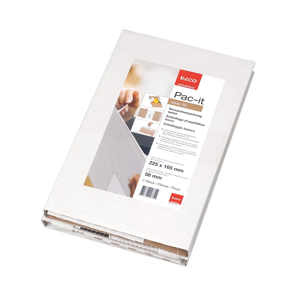 Emballage d’expédition A5 Pac-it Easy 52 Elco, pack de 2, blanc