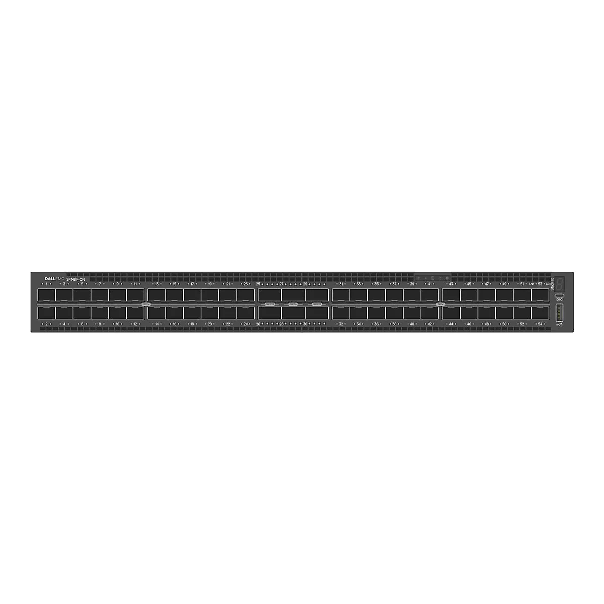 Dell EMC S4148F-ON Netzwerk-Switch-Modul in Frontansicht mit zahlreichen Port-Anschlüssen.