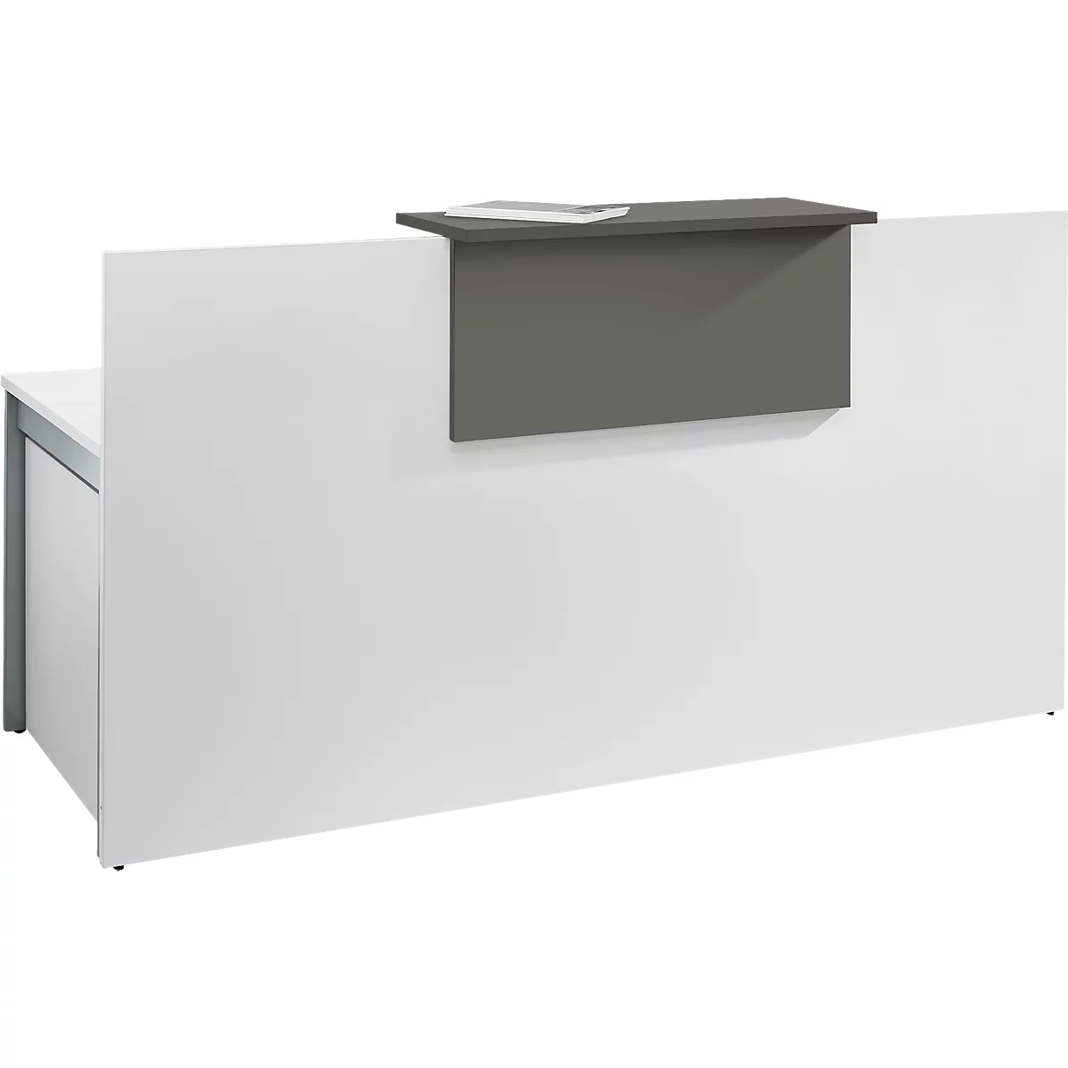 Empfangstheke Come-In, 1 Ablage, gerade, Breite 1800 mm, weiß/graphit