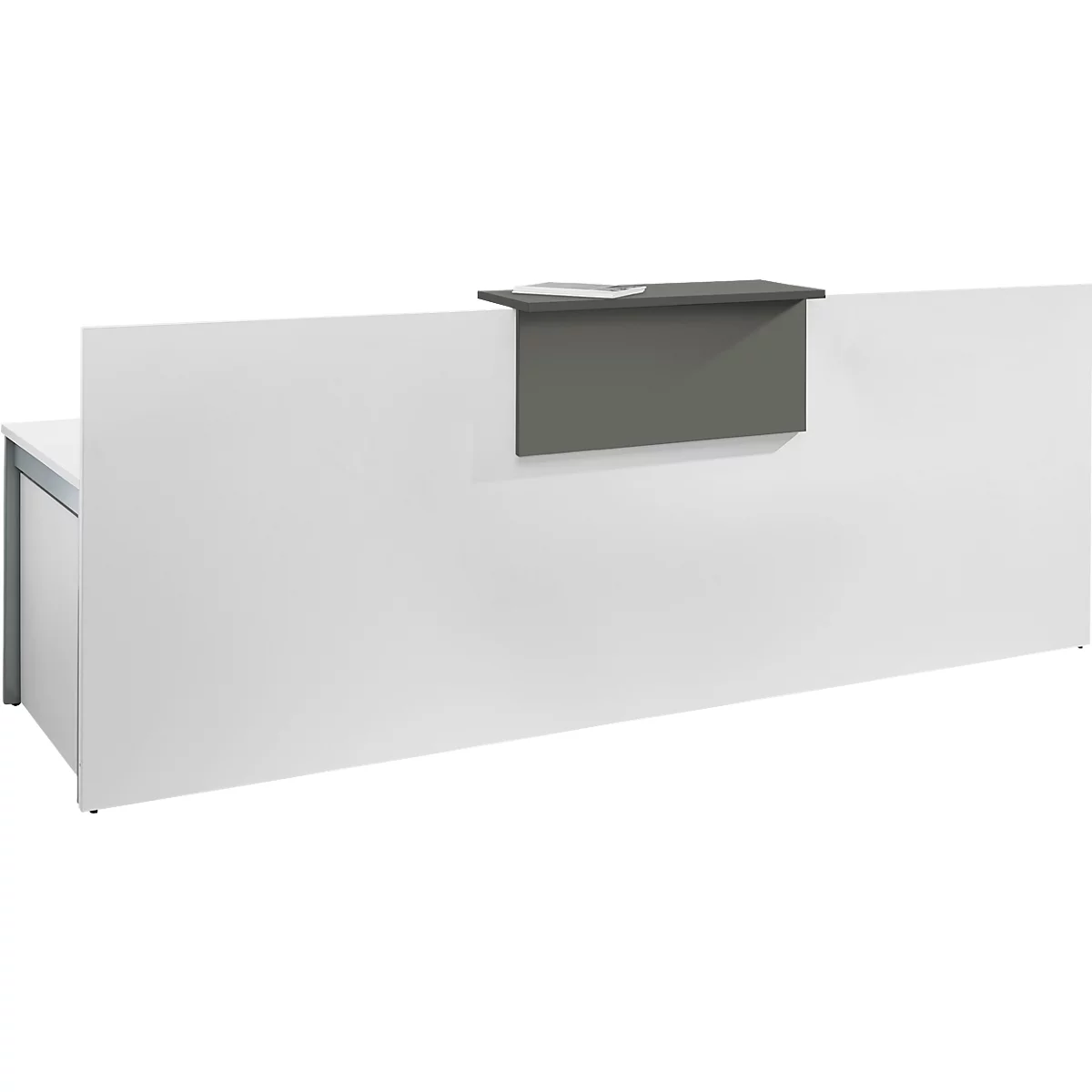 Empfangstheke Come-In, 1 Ablage, gerade, Breite 2400 mm, weiß/graphit 