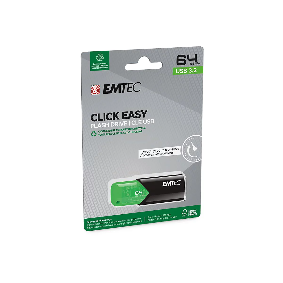 EMTEC B110 Click Easy 3.2 - USB-Flash-Laufwerk - 64 GB
