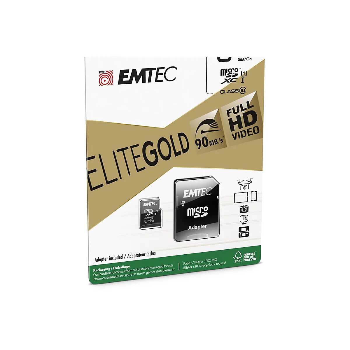 EMTEC Gold+ - Flash-Speicherkarte - 64 GB - microSD