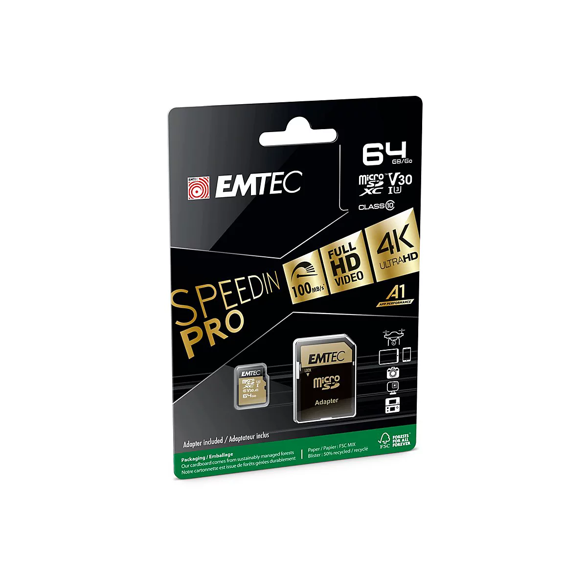 EMTEC SpeedIN' - Flash-Speicherkarte - 64 GB - microSDXC