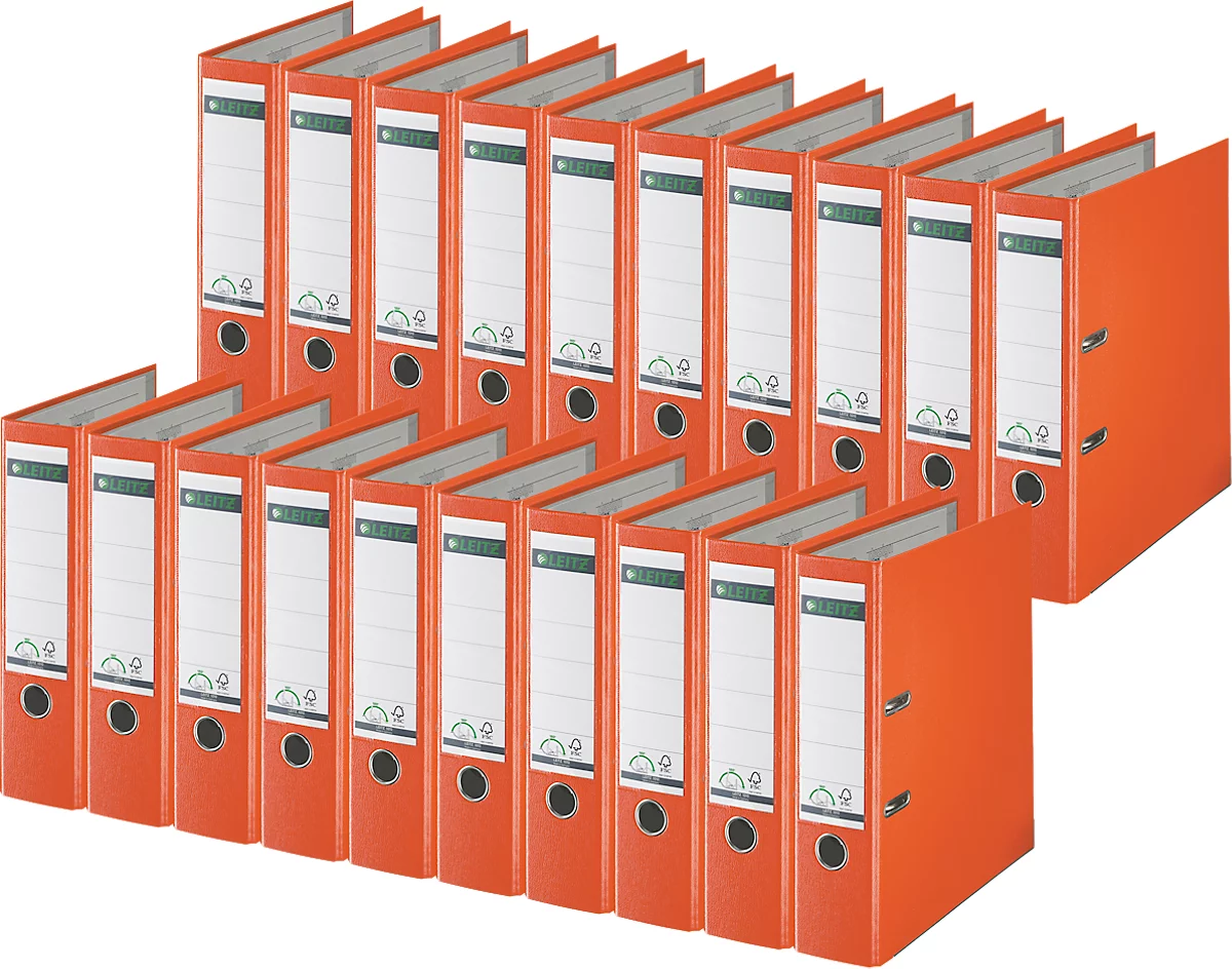 Encuadernadora LEITZ® 1010, DIN A4, ancho del lomo 80 mm, 20 unidades, naranja