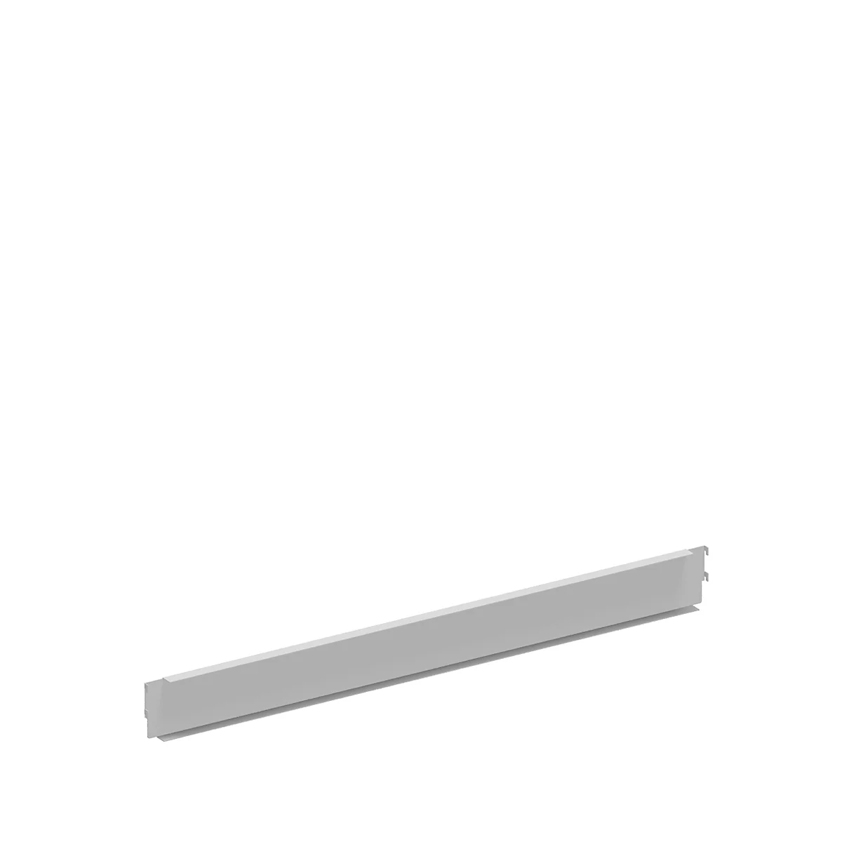 Gray, elongated component against a white background. It is slightly inclined and has an indentation at one end.