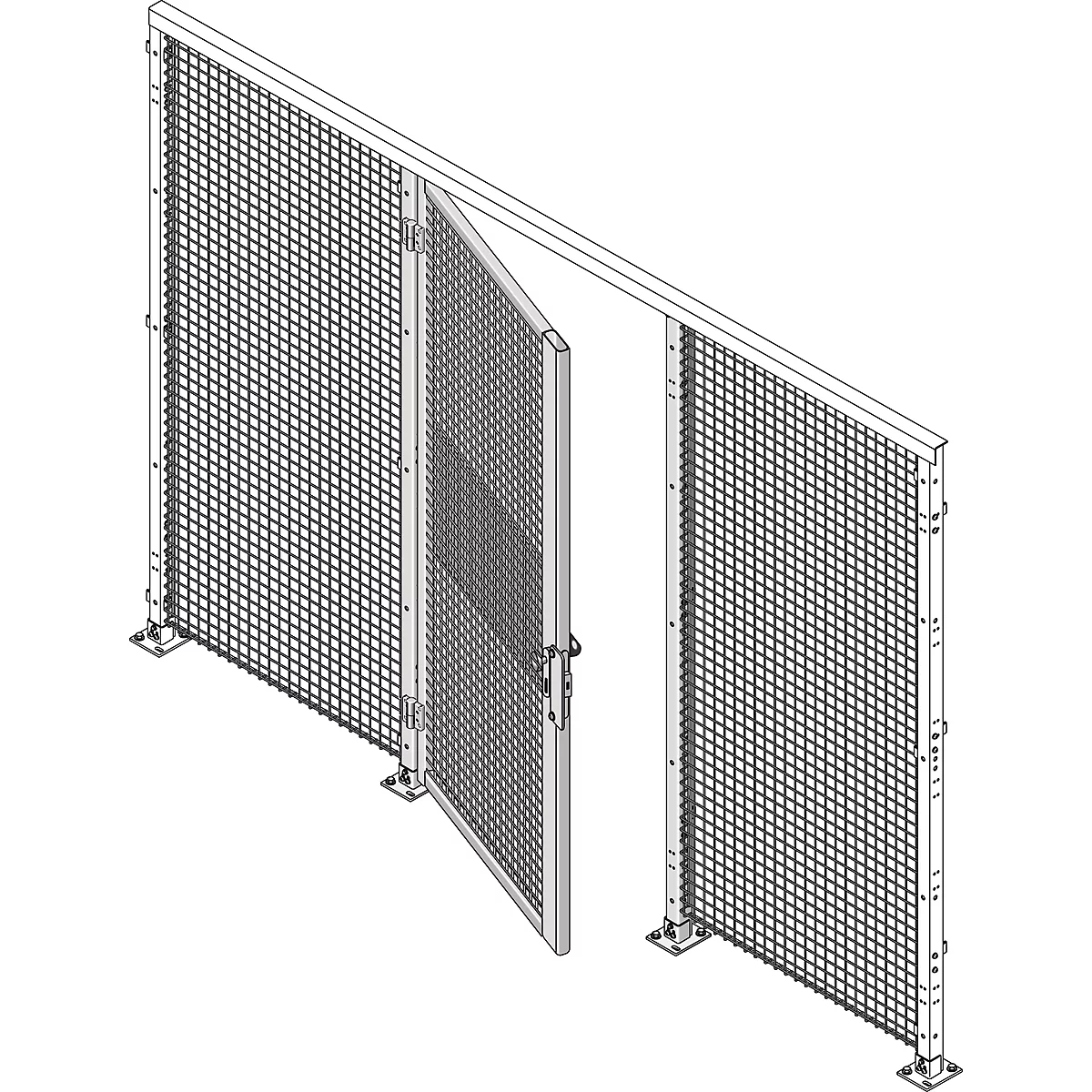Enkele vleugeldeur, voor gaas-scheidingssysteem, Deuraanslag rechts/links, B 850 x H 2070 mm, met insteekslot, lichtzilver