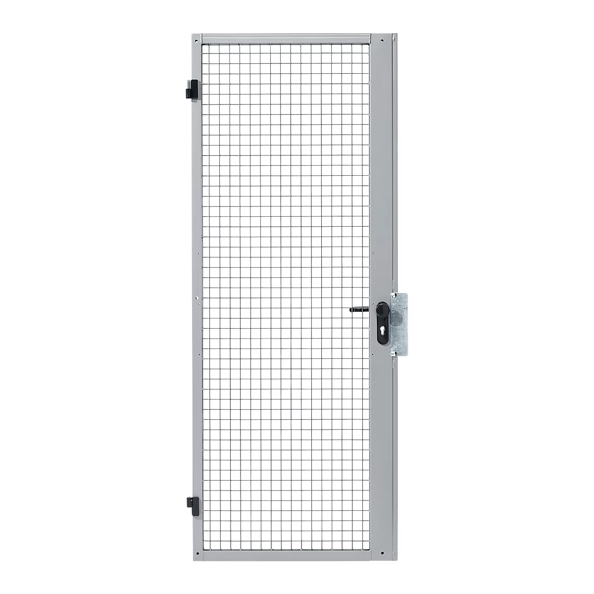 Enkele vleugeldeur, voor gaas-scheidingssysteem, Deuraanslag rechts/links, B 850 x H 2070 mm, met insteekslot met dagschootvergrendeling, lichtzilver