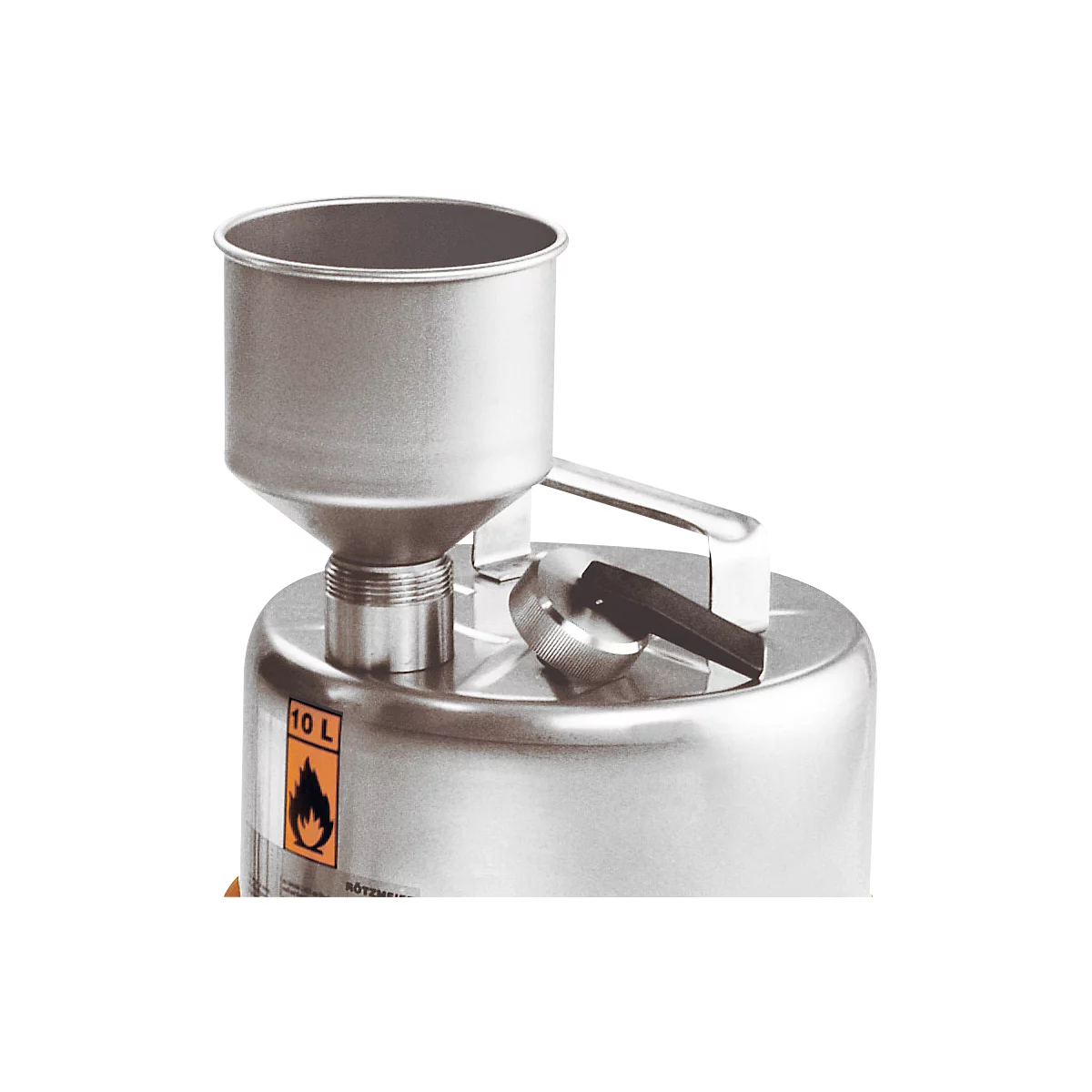 Entonnoir, en inox, pour fûts debout