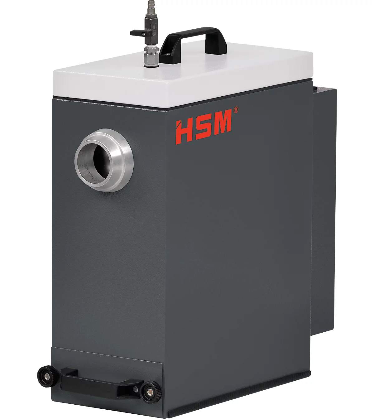 Entstauber HSM DE 1-8, für Verpackungspolstermaschine HSM ProfiPack P425 mit Staubabsaugungs-Anschluss, Volumen 1 l, 1 kW, Staubklasse M, schwarz-grau