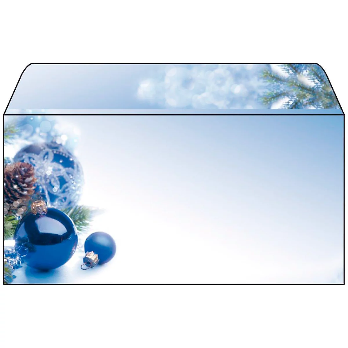 Envelop met kerstthema Sigel Blue Harmony, lang, 90 g/m², 50 stuks