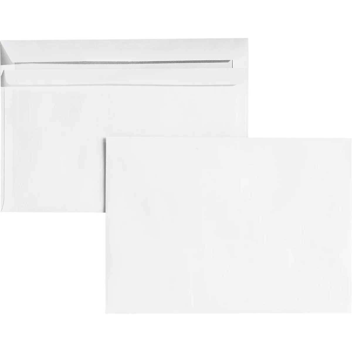 Two white envelopes, one open, the other closed.