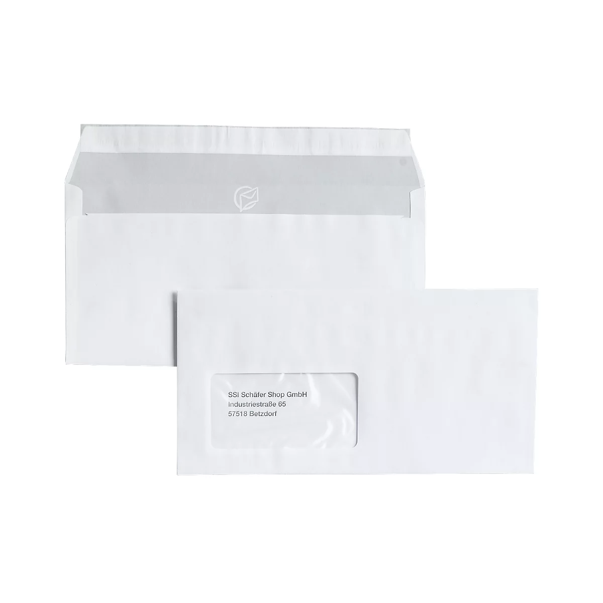 Enveloppen, 110 x 220 mm (DL), met venster links, klevend, pak van 100 stuks