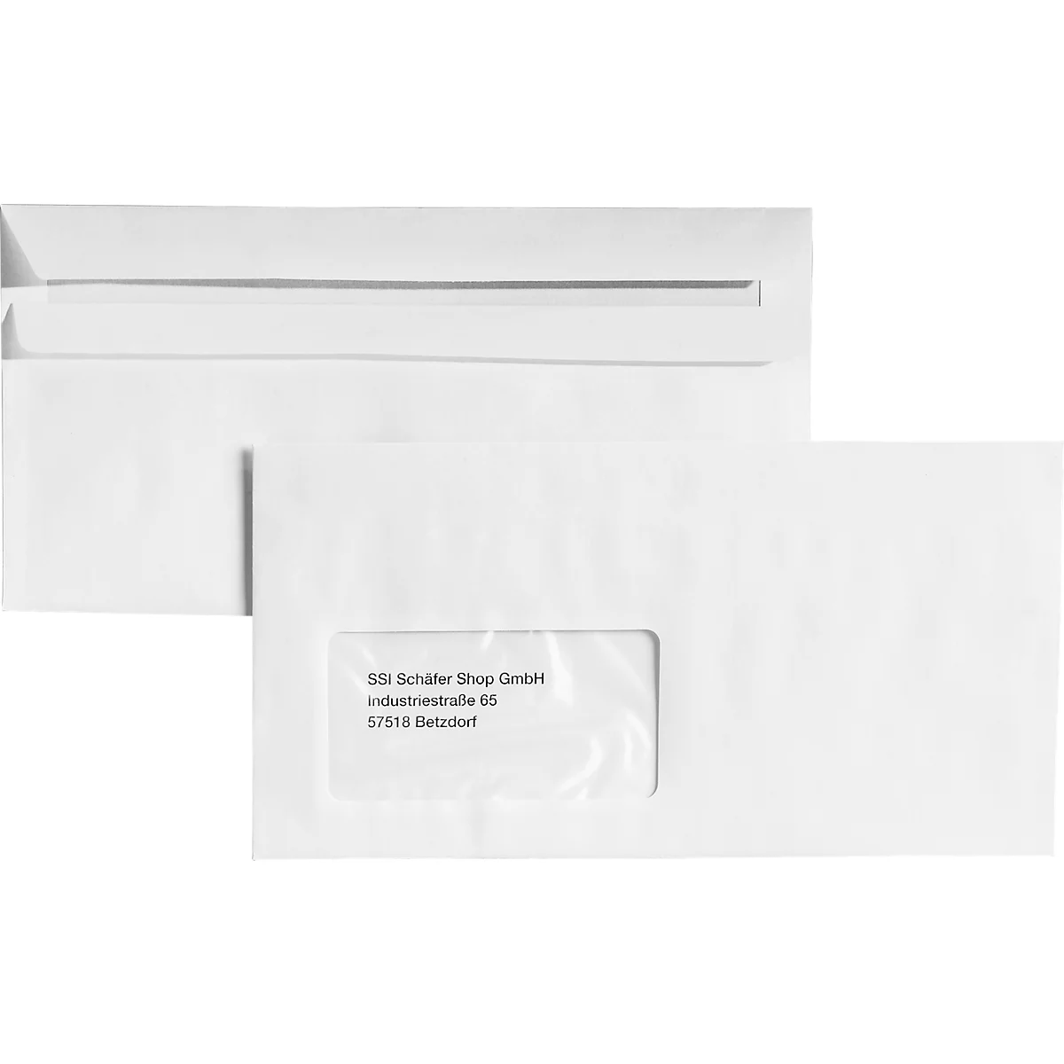 Enveloppen, 110 x 220 mm (DL), met venster links, klevend, pak van 100 stuks