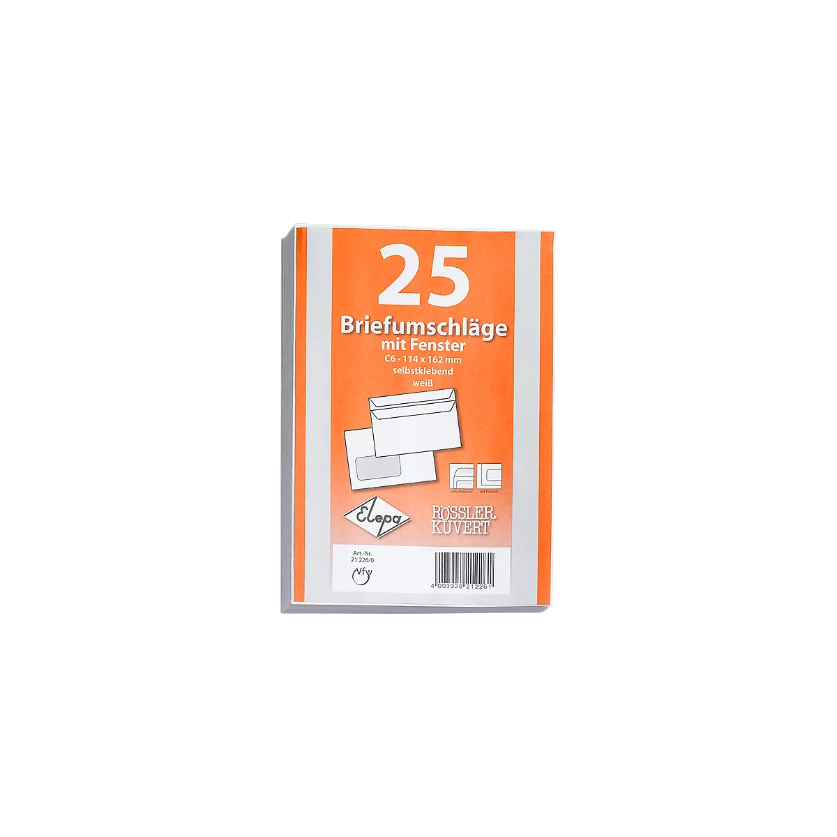 Enveloppen, C6, met venster, klevend, 25 stuks