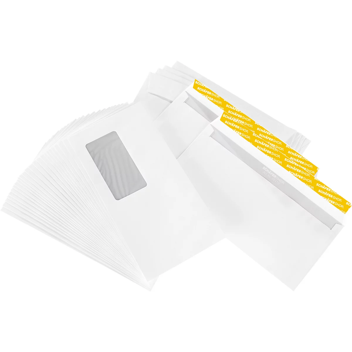Enveloppes blanches SCHÄFER SHOP, 110 x 220 mm (DL), avec fenêtre à gauche, avec bande adhésive, 250 pièces