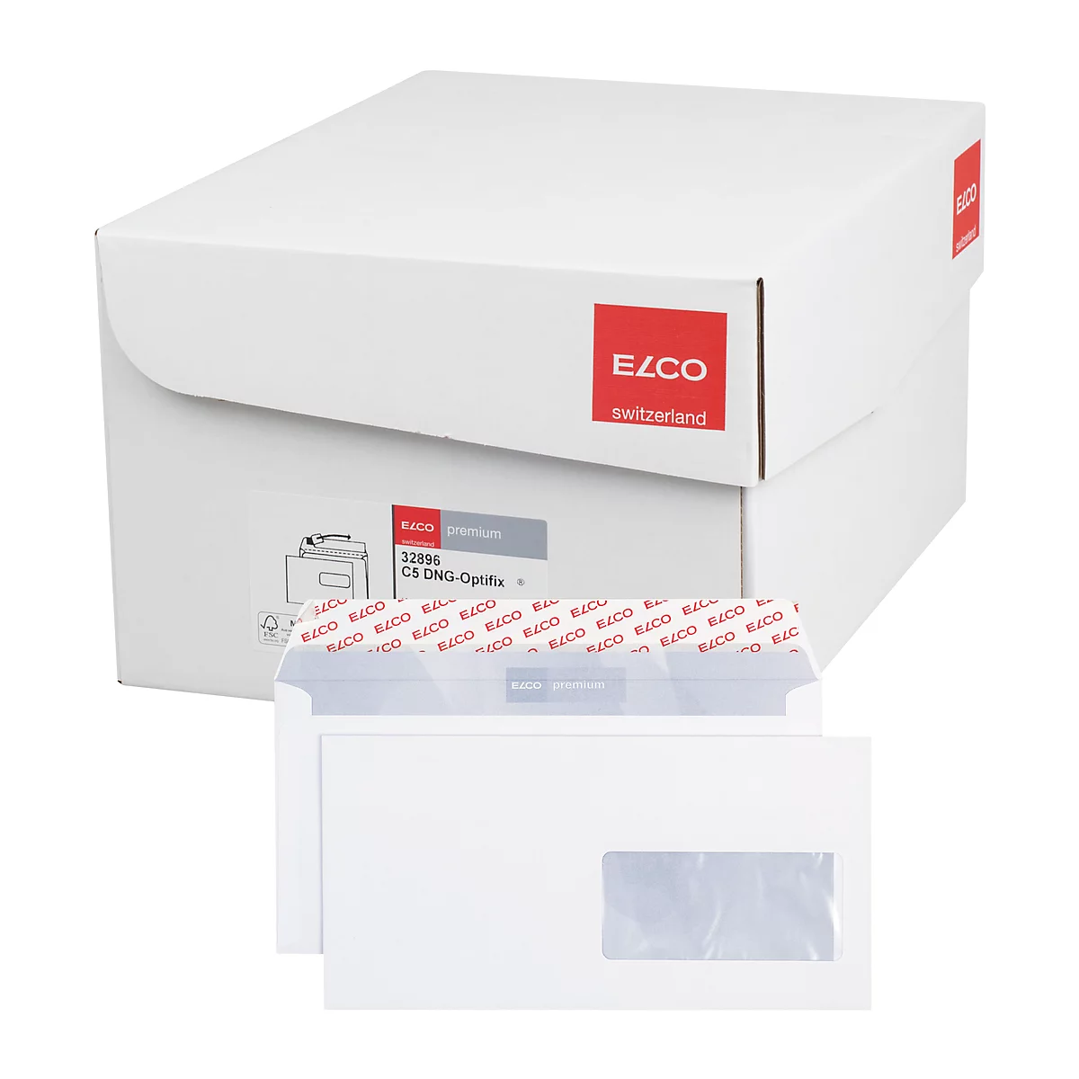 Enveloppes ELCO, DIN long plus, blanc, avec fenêtre à droite, 500 pcs.
