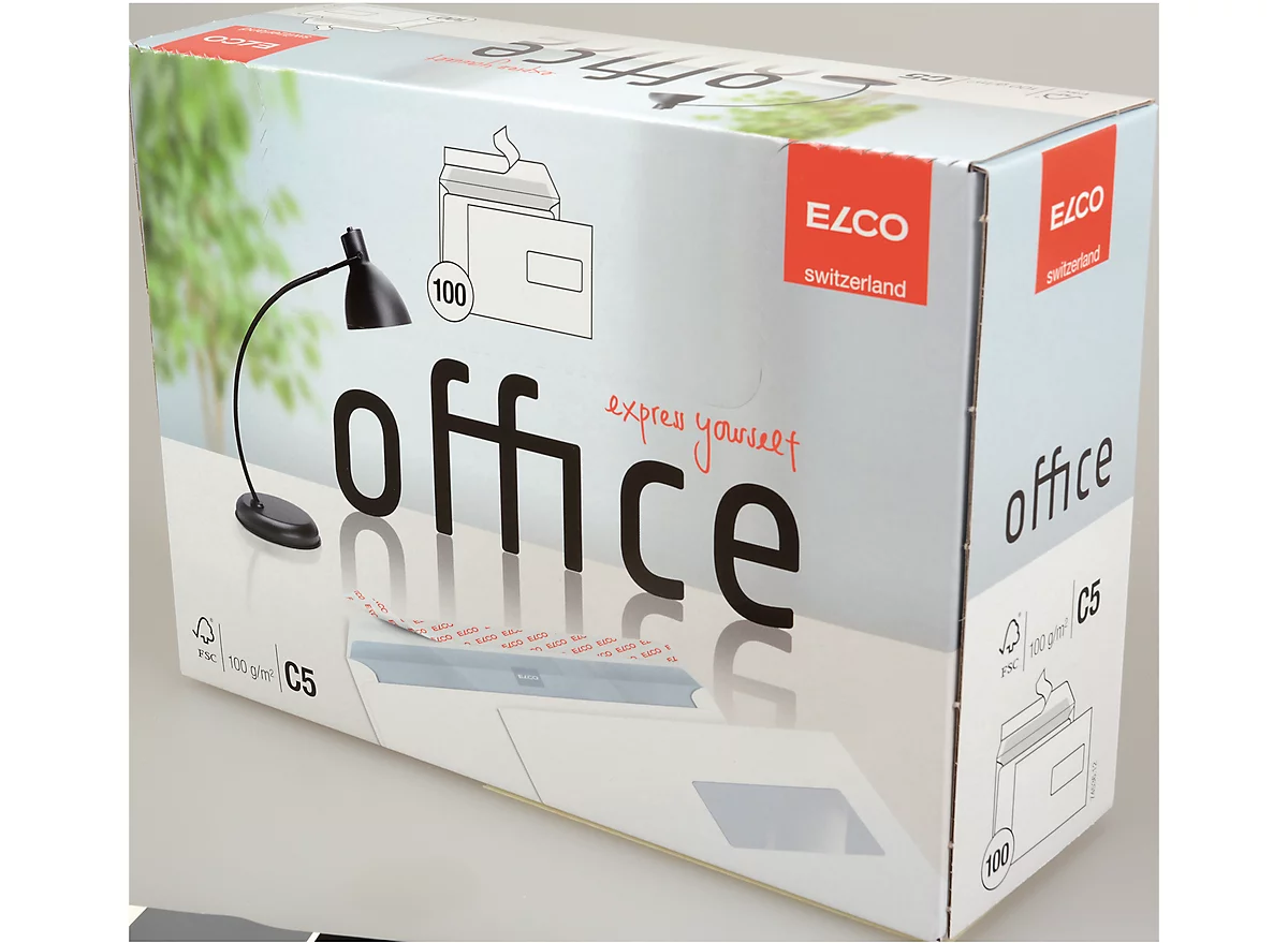 Enveloppes, enveloppes à soufflet et enveloppes expansibles Office ELCO, C5, avec fenêtre à droite, 100 g/m², 100 p.