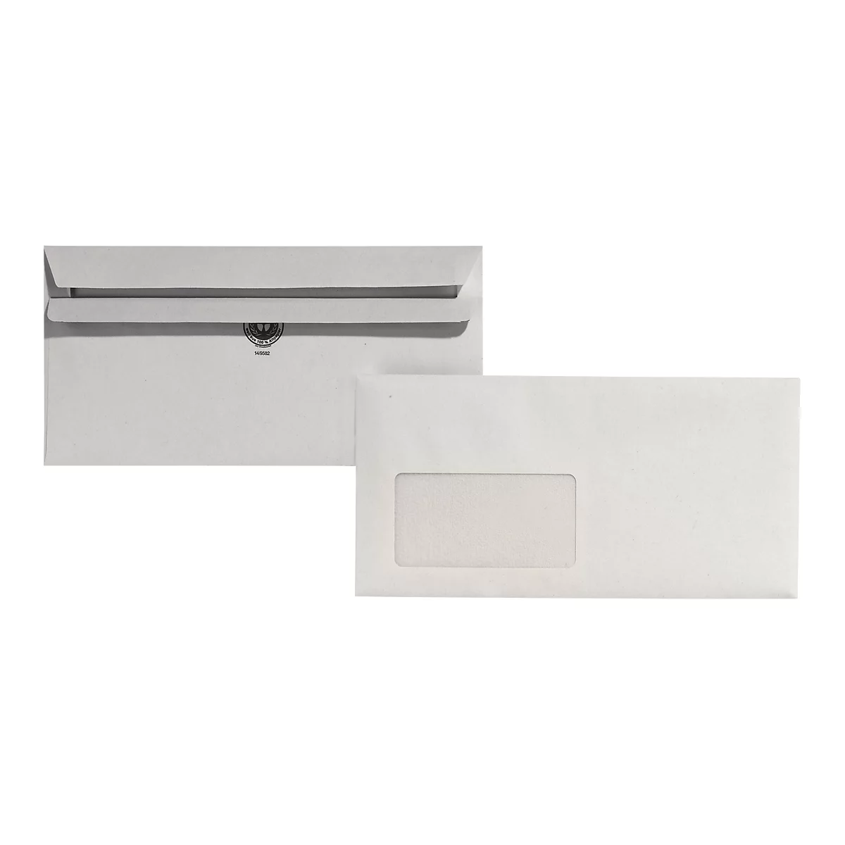 Enveloppes recyclées, 110 x 220 mm (DL), 75 g/m², patte autocollante, avec fenêtre, 1000 pièces