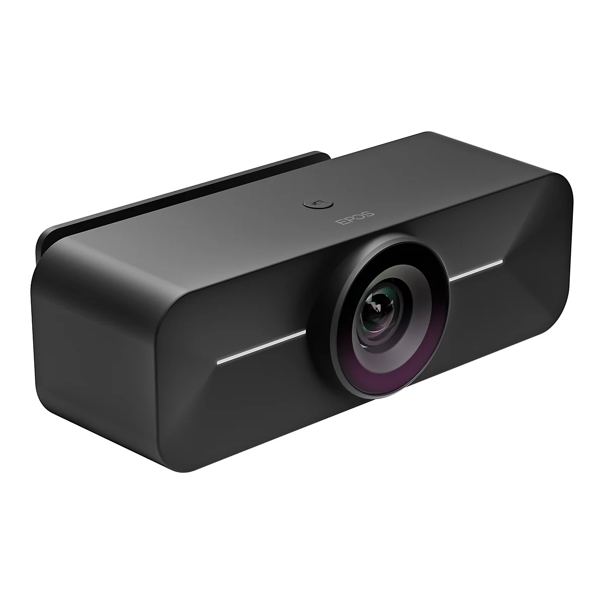 Schwarze Webcam, mit Linsen und EPOS Logo. Die Webcam hat einen rechteckigen Korpus und eine Linse.