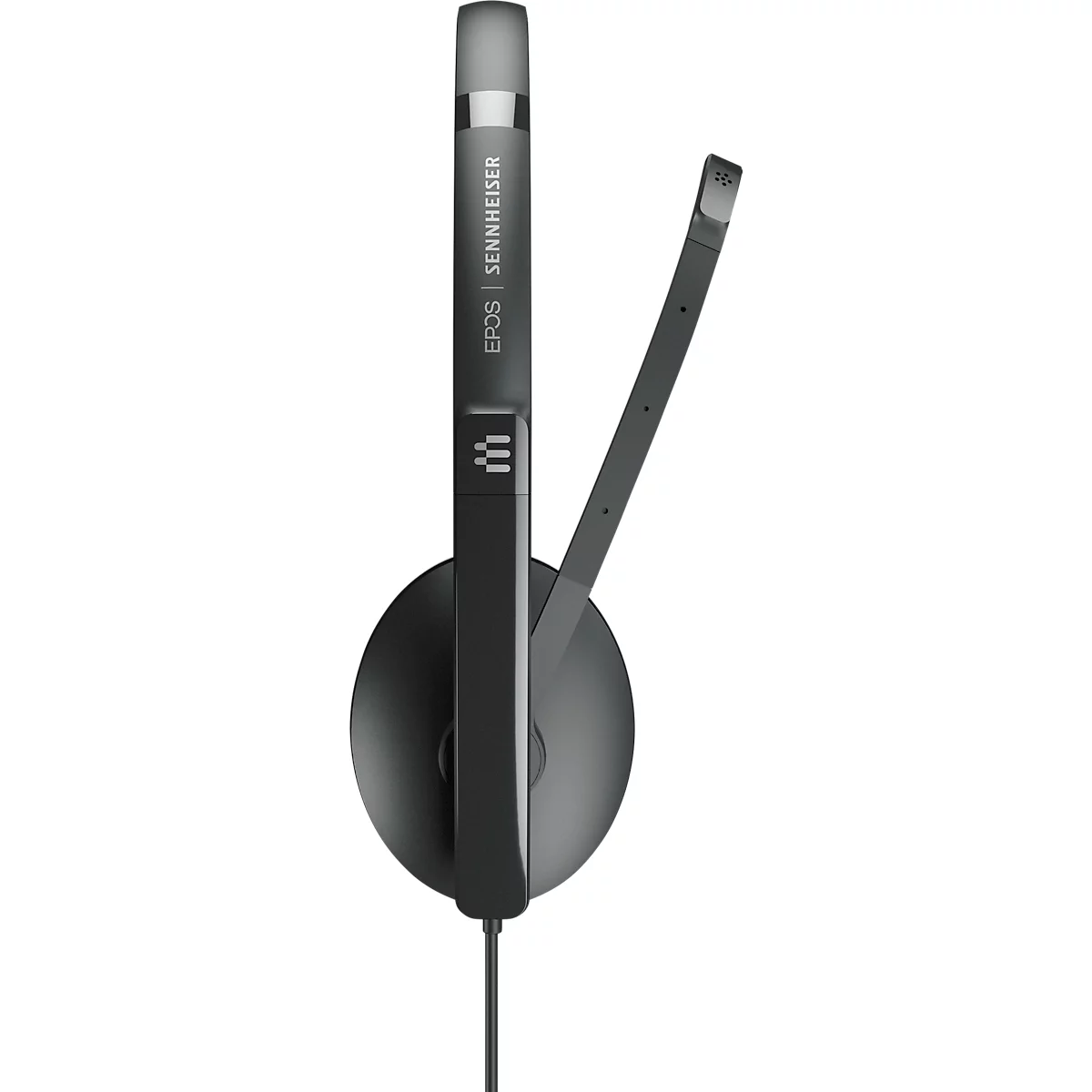 A black EPOS | Sennheiser headset with a microphone arm and connection cable.