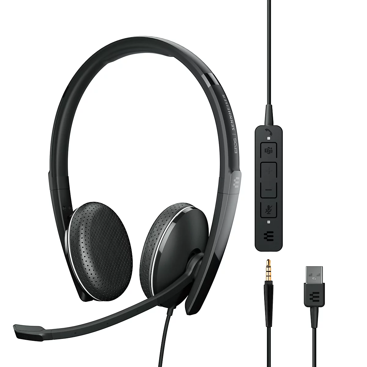 EPOS I SENNHEISER On-Ear ADAPT 165T USB II, USB A, 3,5-mm-Klinkenstecker, binaural, faltbar, UC-optimiert & Microsoft Teams zertifiziert, schwarz 