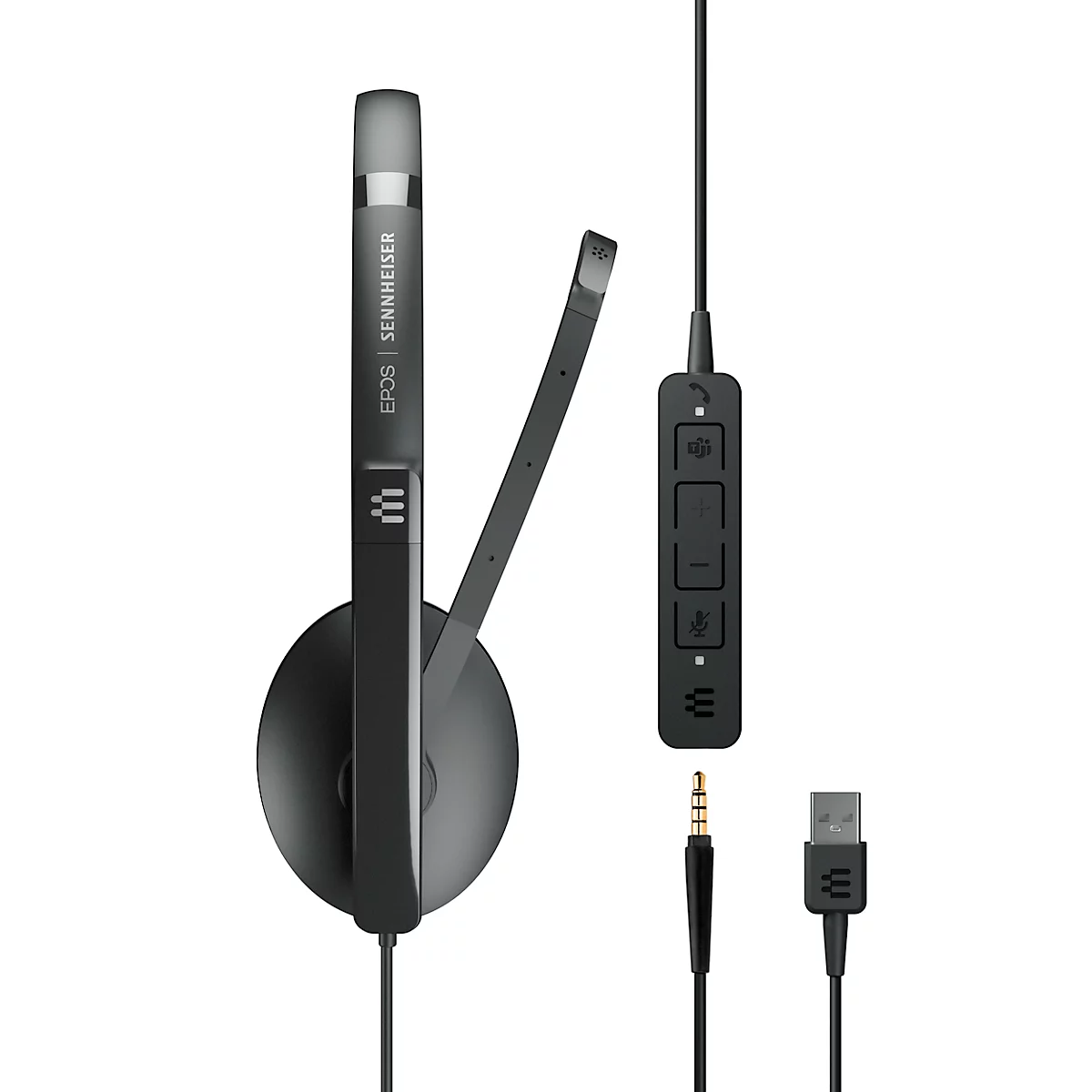 EPOS I SENNHEISER On-Ear ADAPT 165T USB II, USB A, 3,5-mm-Klinkenstecker, binaural, faltbar, UC-optimiert & Microsoft Teams zertifiziert, schwarz 
