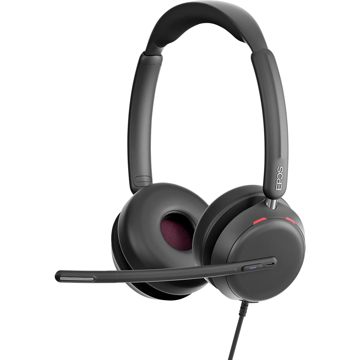 EPOS IMPACT 860T headset, binauraal, bedraad, USB-C naar USB-A, UC-geoptimaliseerd, gecertificeerd voor Microsoft Teams, 3 microfoons, draagtas, zwart
