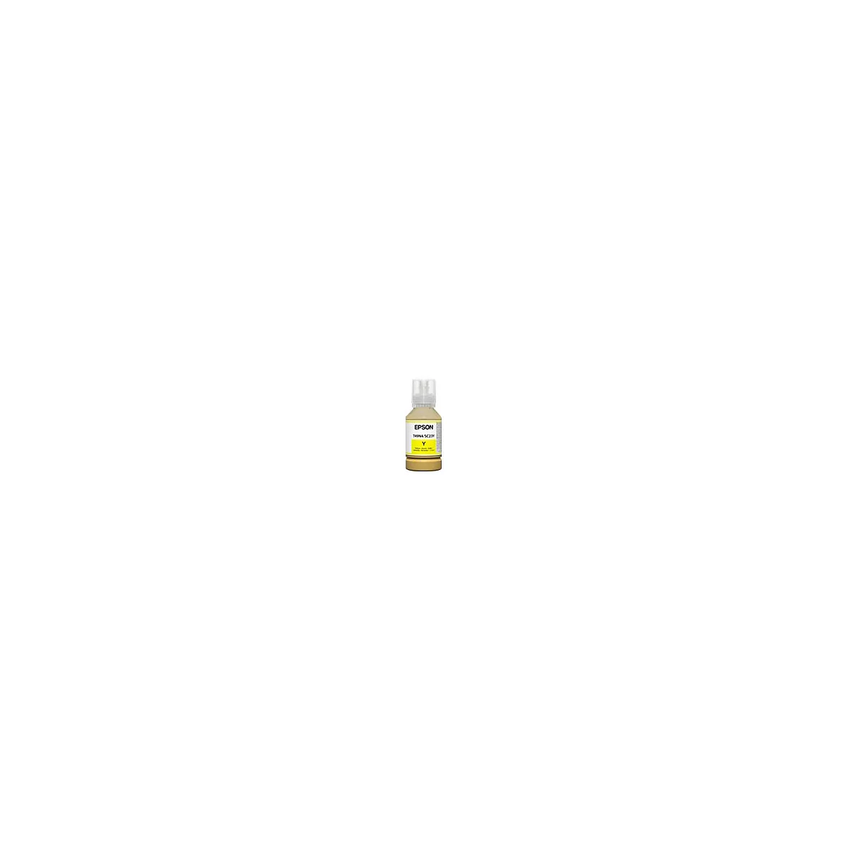 Gelbe Tintenflasche von Epson mit Produktbezeichnung.
