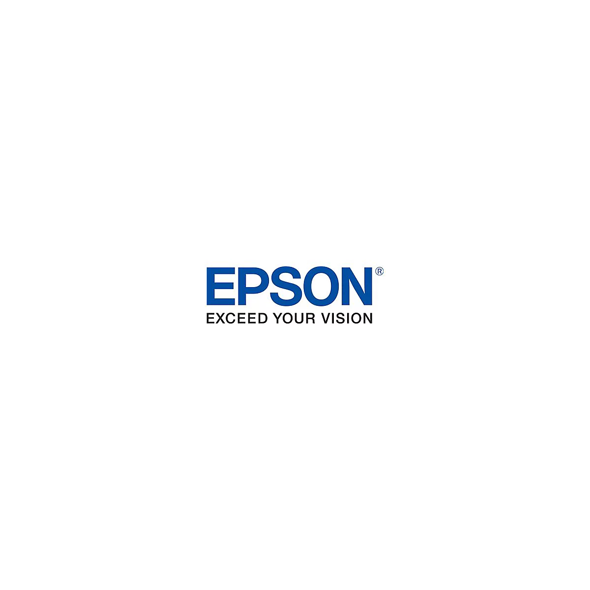Blaues EPSON-Logo mit dem Slogan: EXCEED YOUR VISION.