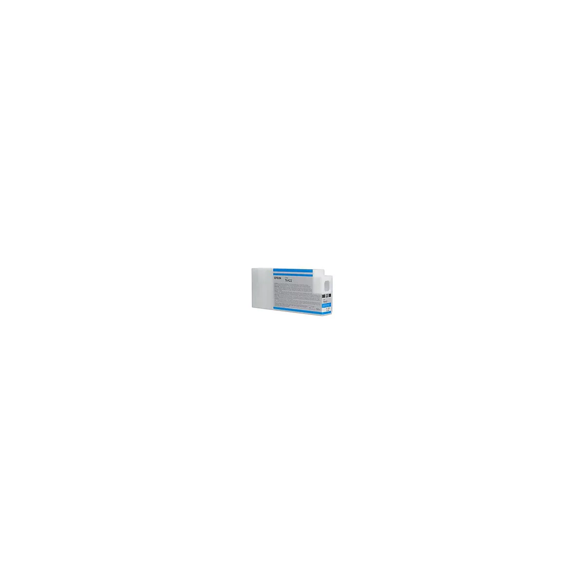 Eine weiße Epson-Tintenpatrone mit blauem Akzent, Text, und der Aufschrift T6422.