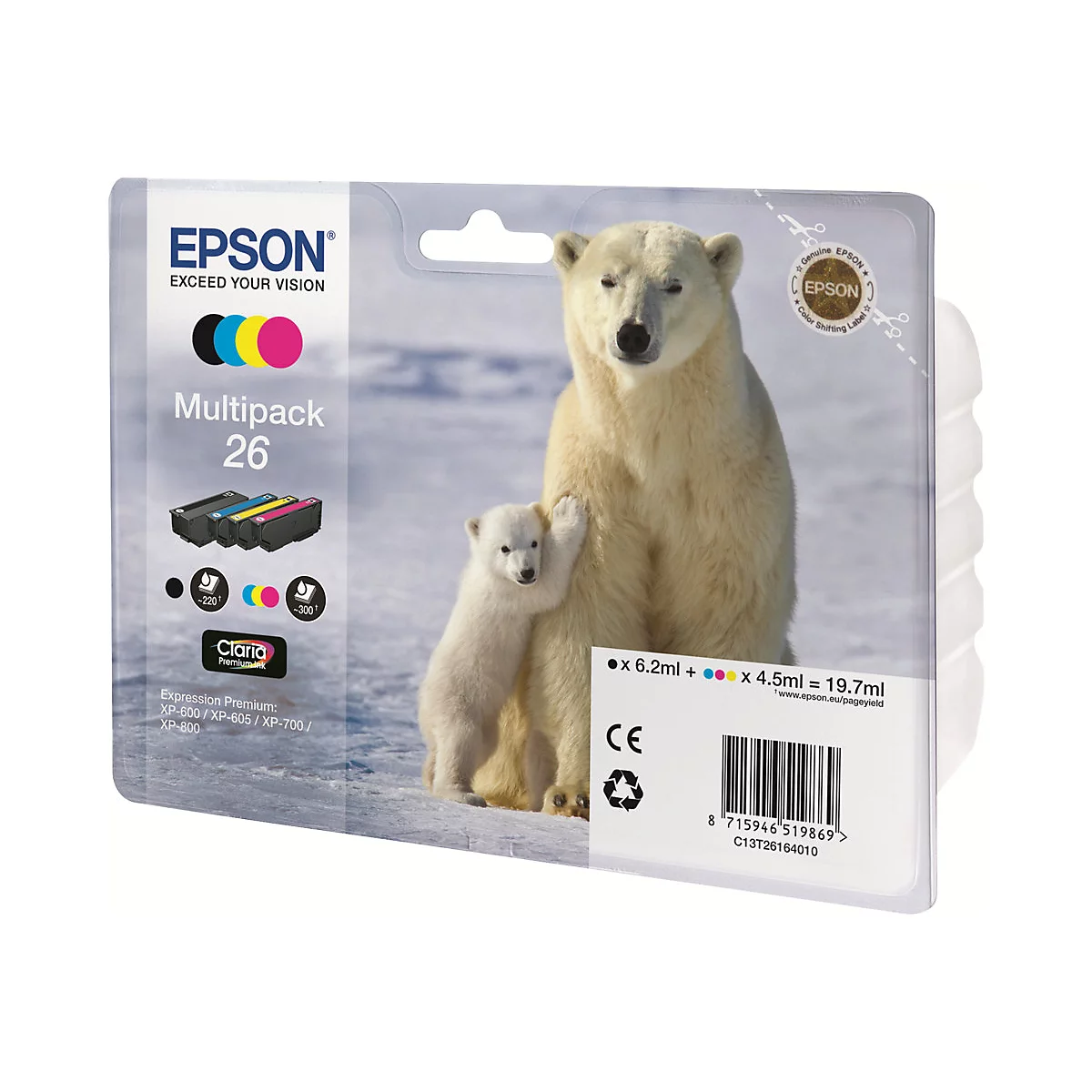 Epson 26 Multipack - 4er-Pack - Schwarz, Gelb, Cyan, Magenta - original - Tintenpatrone