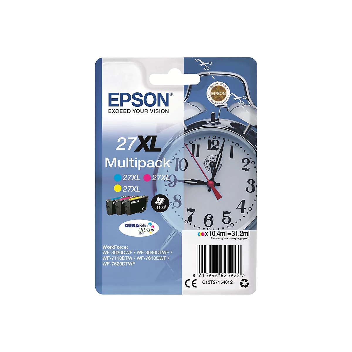 Epson 27XL Multipack - 3er-Pack - XL - Gelb, Cyan, Magenta - original - Tintenpatrone
