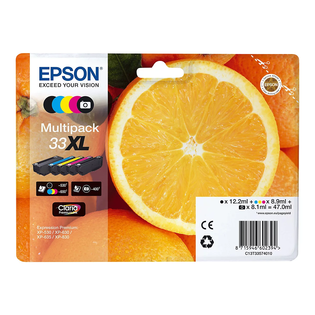 Epson 33XL Multipack - 5er-Pack - XL - Schwarz, Gelb, Cyan, Magenta, Photo schwarz - original - Tintenpatrone