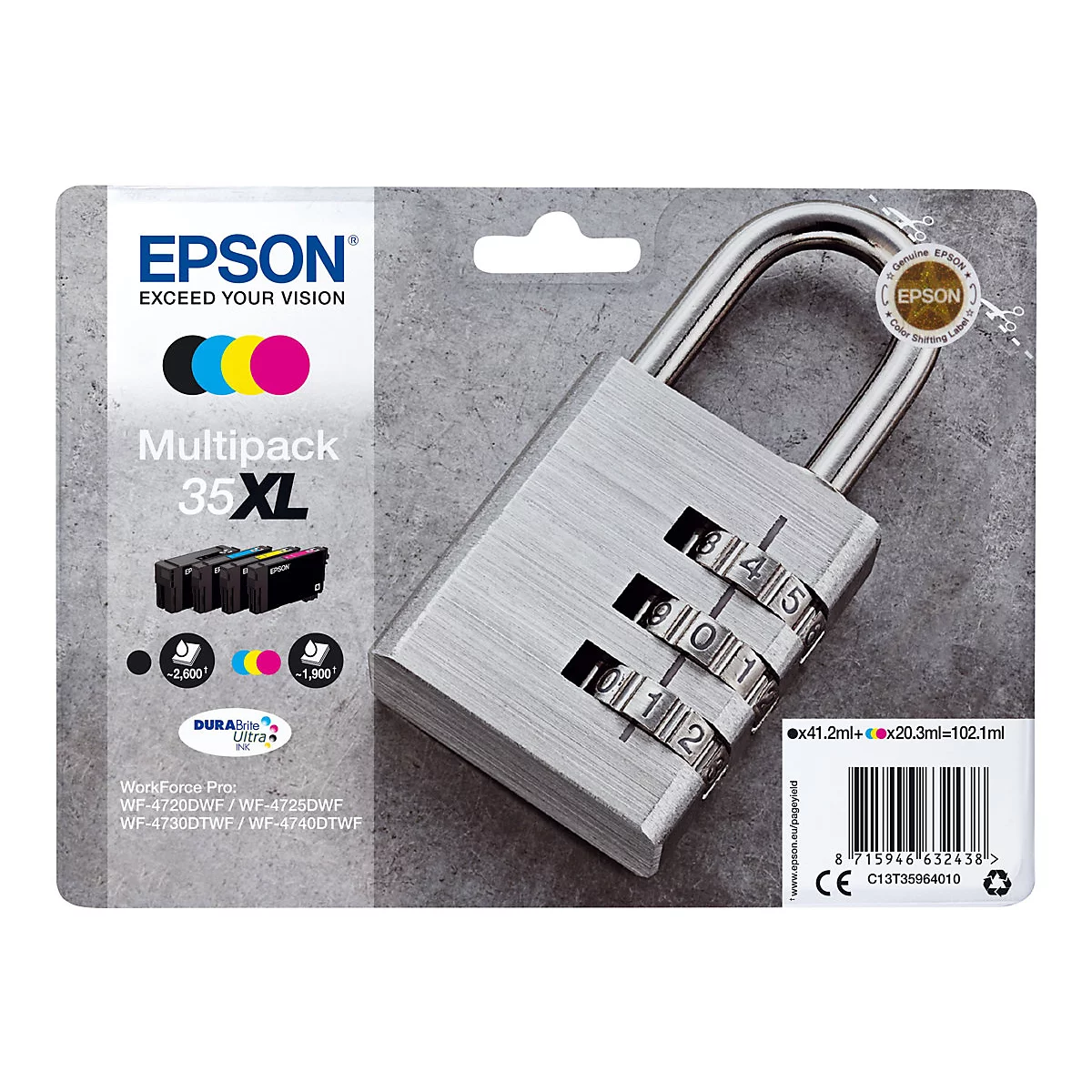 Epson 35XL Multipack - 4er-Pack - XL - Schwarz, Gelb, Cyan, Magenta - original - Tintenpatrone