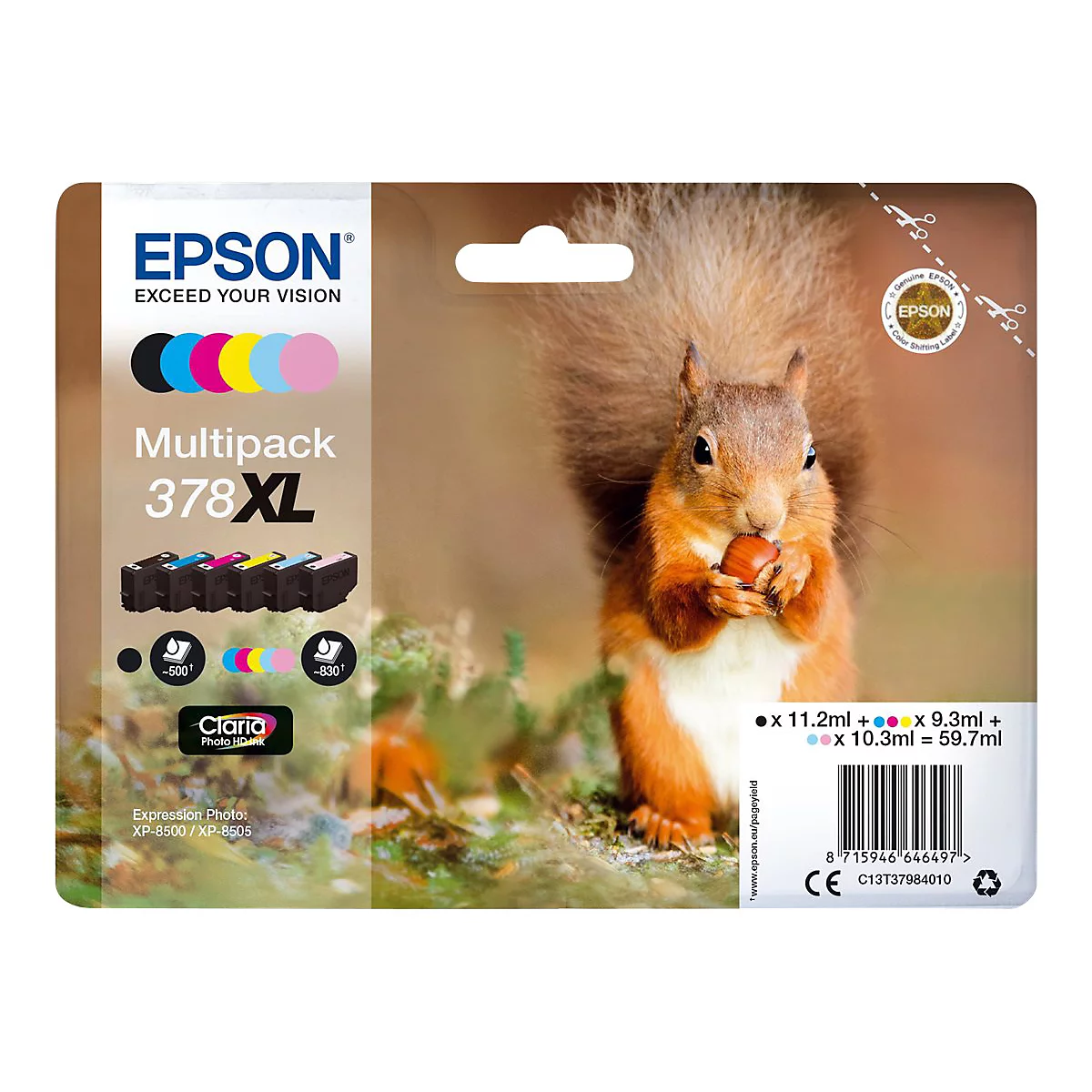 Epson 378XL Multipack - 6er-Pack - XL - Schwarz, Gelb, Cyan, Magenta, hellmagentafarben, hell Cyan - original - Tintenpatrone