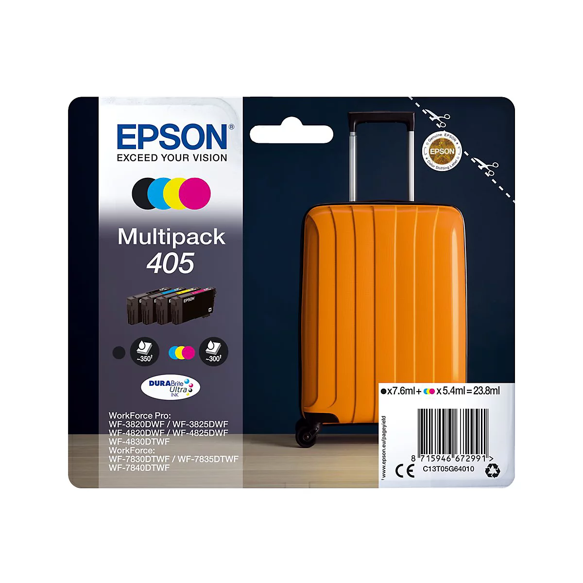 Epson 405 Multipack - 4er-Pack - Schwarz, Gelb, Cyan, Magenta - original - versandfertig - Tintenpatrone