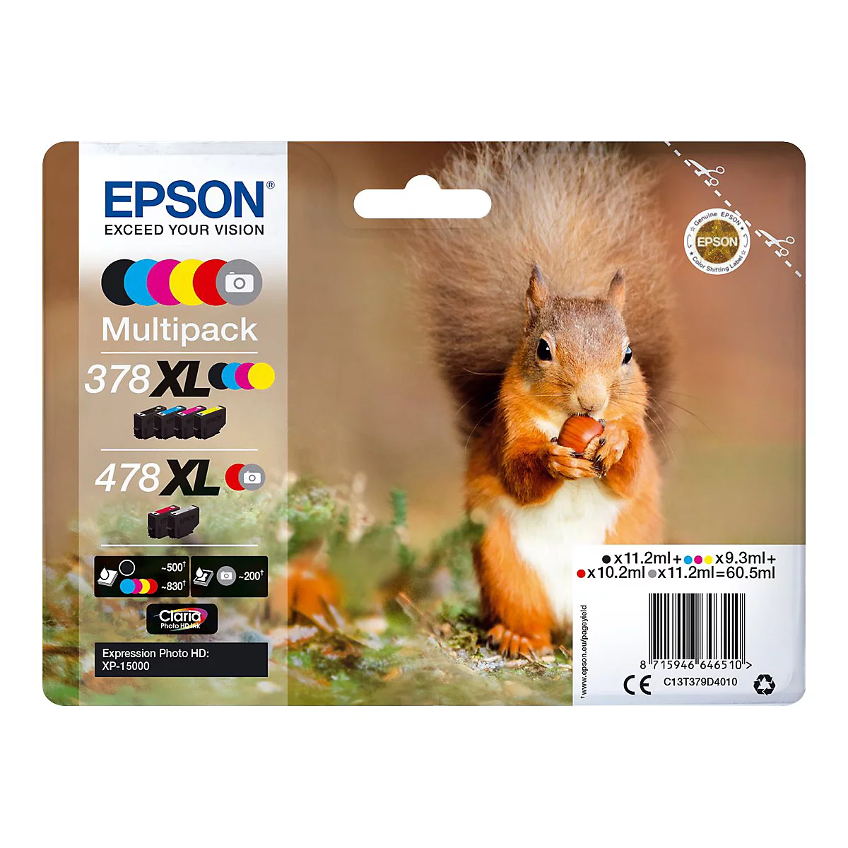Epson 478XL Multipack - 6er-Pack - 60.5 ml - mit hoher Kapazität - Grau, Schwarz, Gelb, Cyan, Magenta, Rot - original