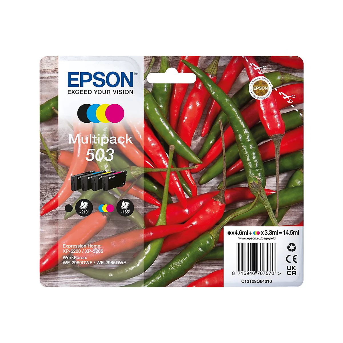 Epson 503 Multipack - 4er-Pack - Schwarz, Gelb, Cyan, Magenta - original - Blisterverpackung - Tintenpatrone