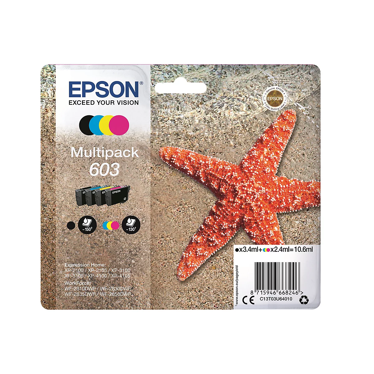 Epson 603 Multipack - 4er-Pack - Schwarz, Gelb, Cyan, Magenta - original - Tintenpatrone
