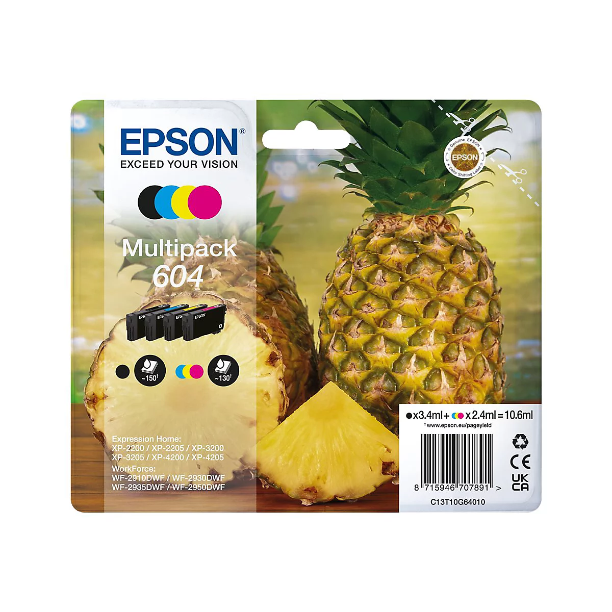 Epson 604 Multipack - 4er-Pack - Schwarz, Cyan, Magenta, Gelb - original - Blisterverpackung - Tintenpatrone