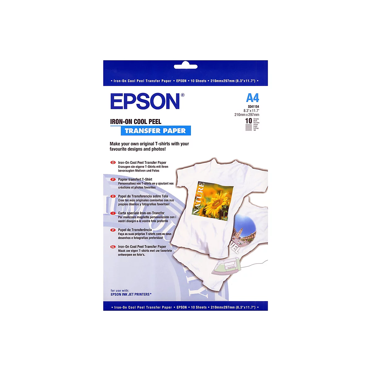 Epson Iron-On Cool Peel Transferpapier Packung für A4 T-Shirt-Druck.