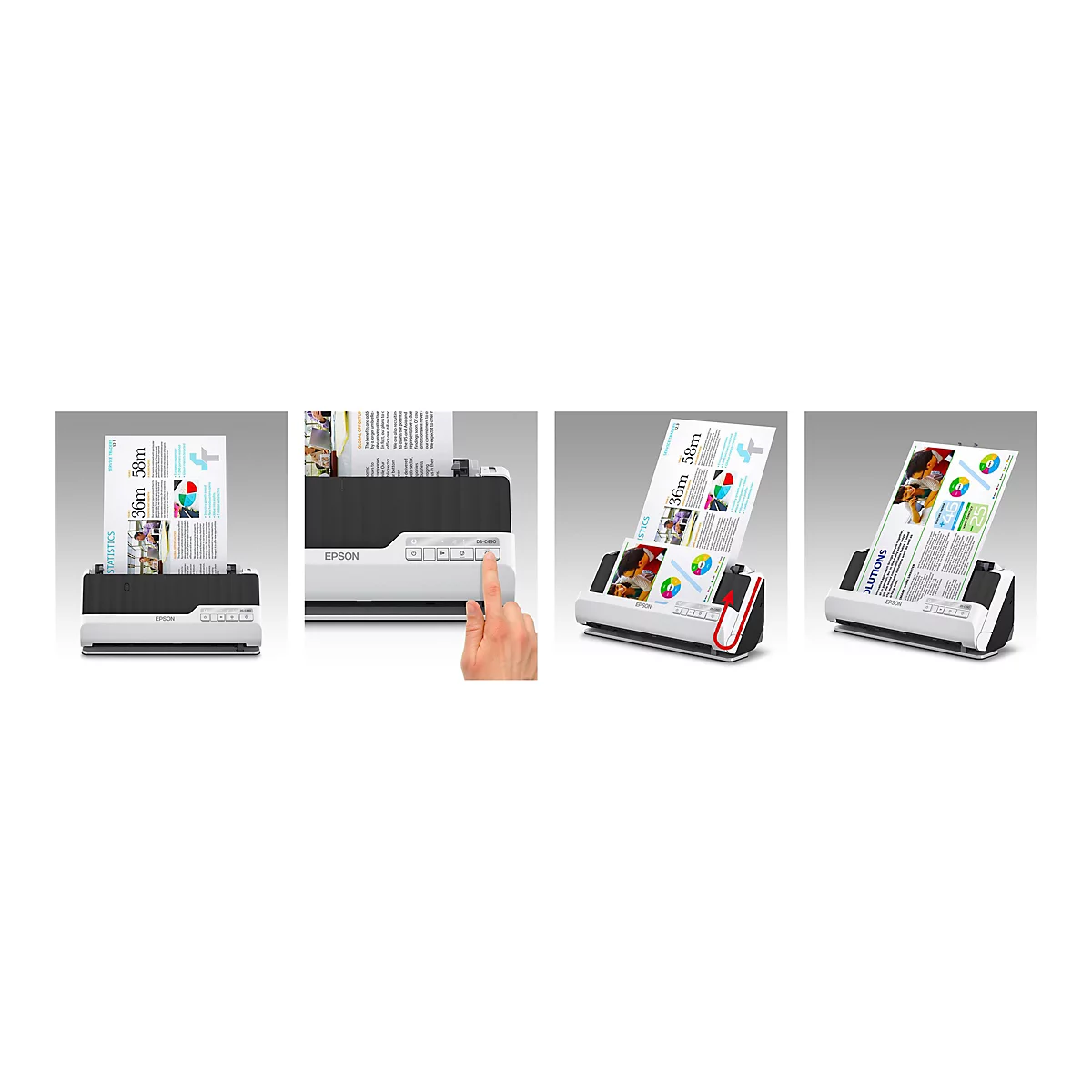 Epson DS-C490 - Einzelblatt-Scanner - Duplex - A4/Legal - 600 dpi x 600 dpi - automatischer Dokumenteneinzug (20 Seiten)