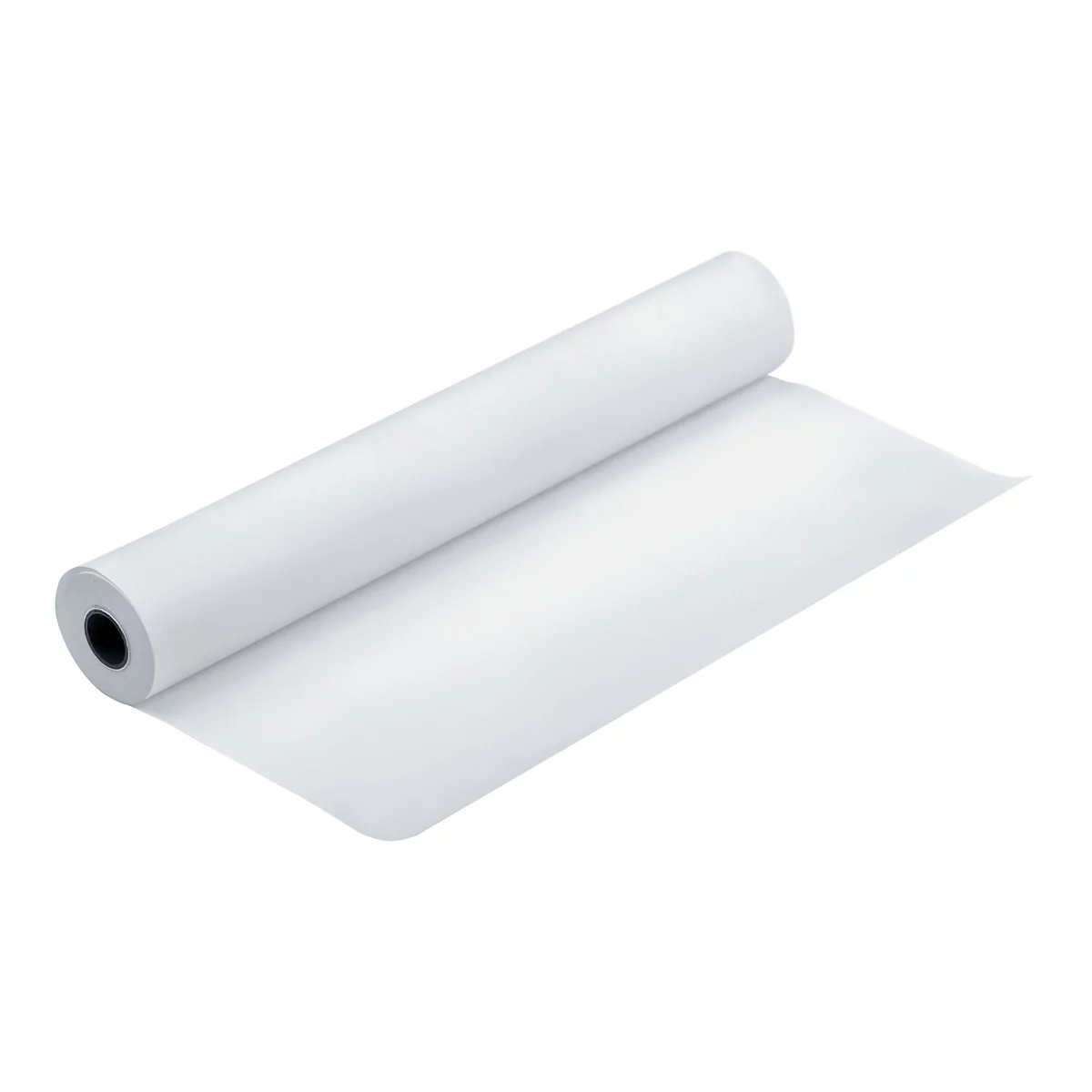 Eine aufgerollte Bahn weißes Papier auf einem neutralen Hintergrund.