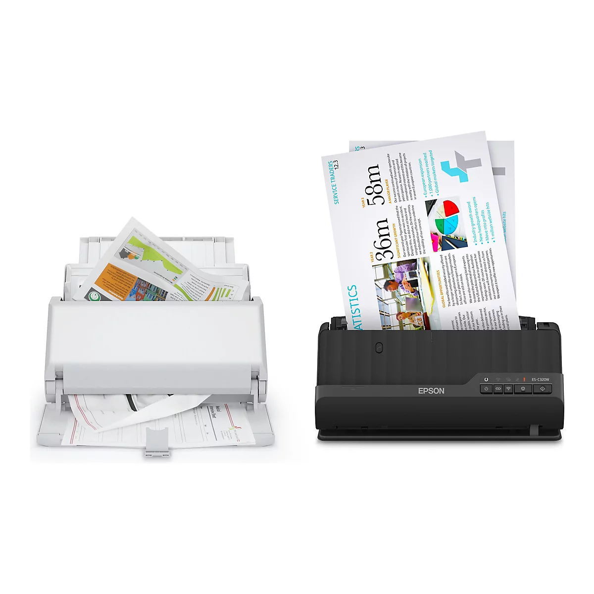 Epson ES-C320W - Einzelblatt-Scanner - Duplex - A4/Legal - 600 dpi x 600 dpi - automatischer Dokumenteneinzug (20 Blätter)
