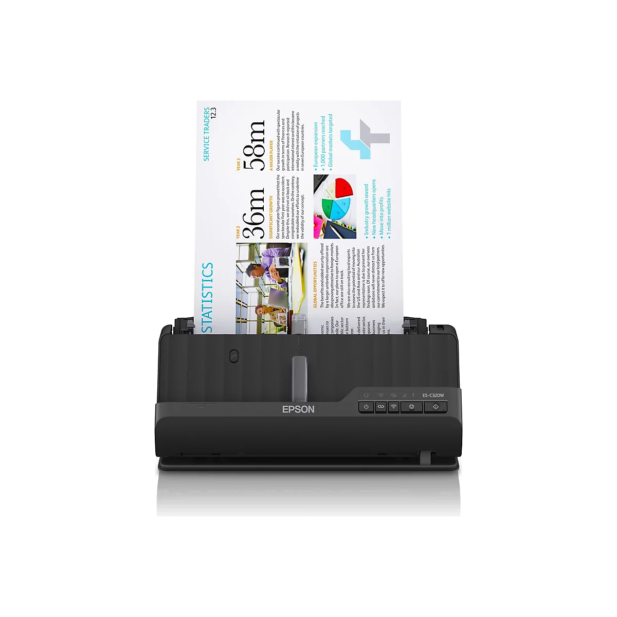 Epson ES-C320W - Einzelblatt-Scanner - Duplex - A4/Legal - 600 dpi x 600 dpi - automatischer Dokumenteneinzug (20 Blätter)
