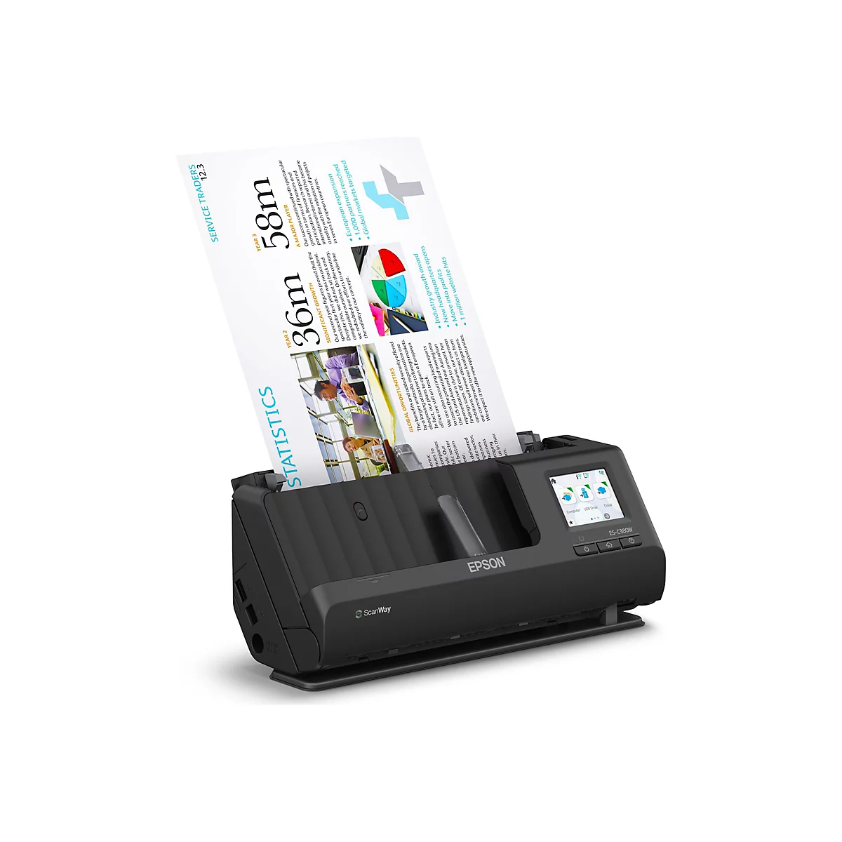 Epson ES-C380W - Einzelblatt-Scanner - Duplex - A4/Legal - 600 dpi x 600 dpi - automatischer Dokumenteneinzug (20 Seiten)