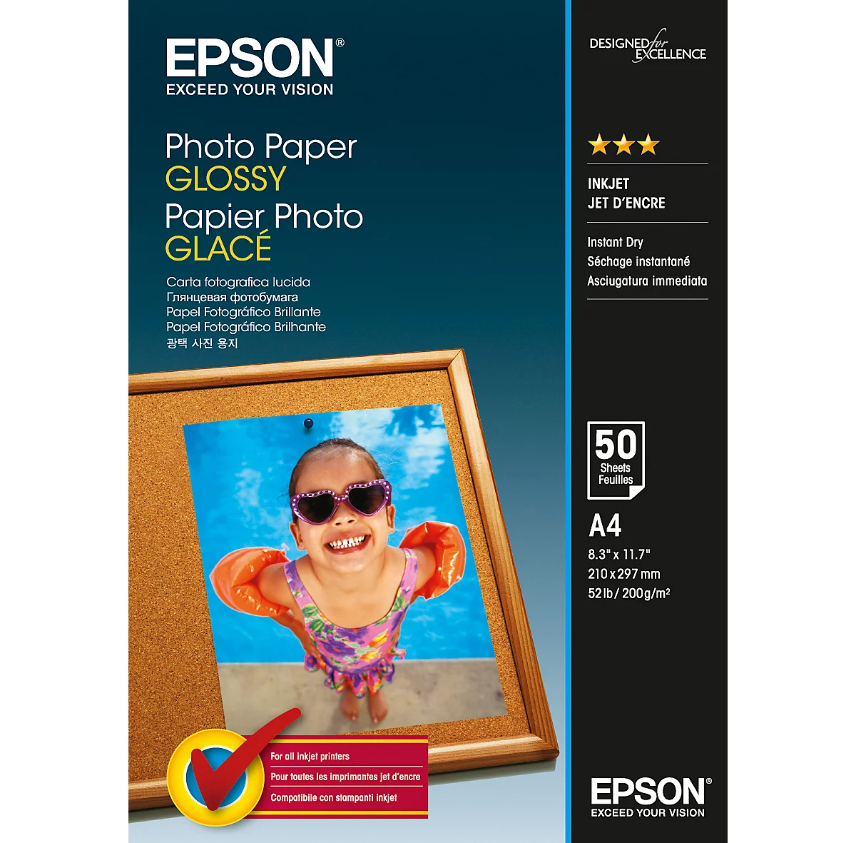 EPSON Fotopapier Photo Paper Glossy, DIN A4, 50 Blatt